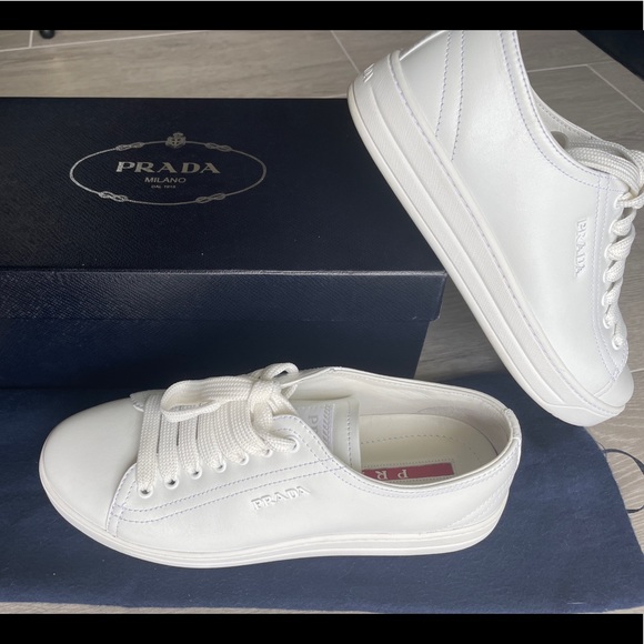 Prada white leather sneakers - Picture 6 of 8